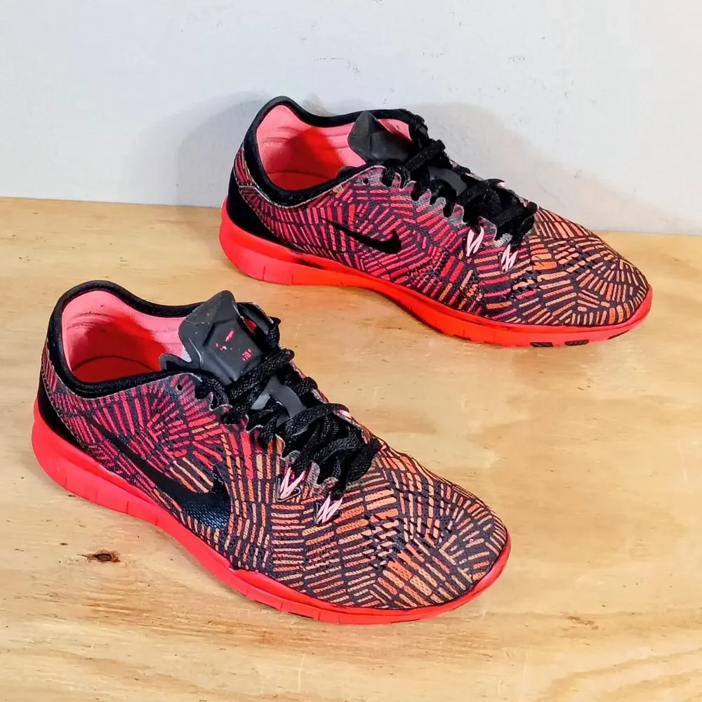 Nike Free 5.0 TR Fit 5 Womens Size 7 Crimson Pink Black Running Shoes 704695-018